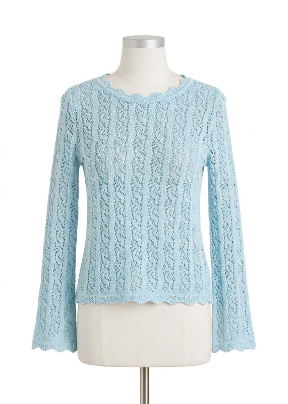 NEW FDJ long sleeve garment dye sweater top in pacific blue